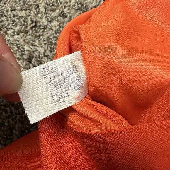 Vtg Claude Rene Orange Linen Side Button Sleeveless Dress Maxi Belt Sz 14 New - Picture 15 of 15